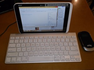 Paired with the Apple Wireless Keyboard and connected to my Smart BRO Pocket WiFi