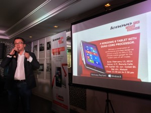 Michael Ngan, Lenovo Philippines General Manager, welcoming the media to the Miix 2 Launch