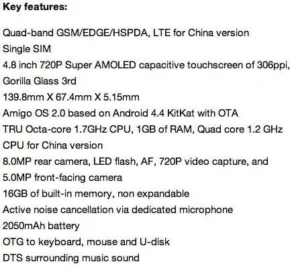Elife S5_1 Specs and Features