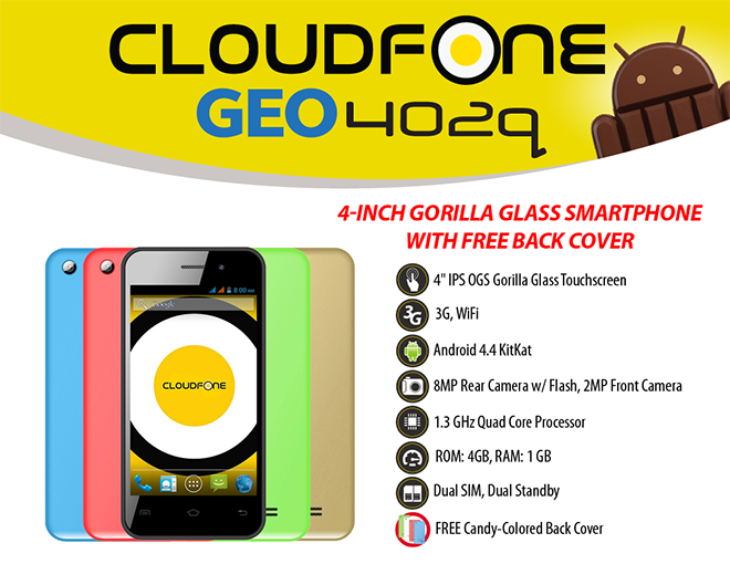 Get the CloudFone Geo 402q with Globe Plan 299