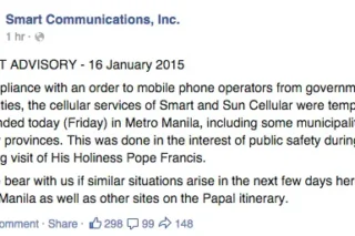 Smart Communications Papal Visit Advisory