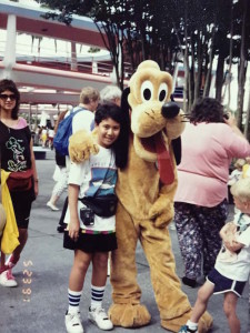 with the adorable Pluto at Disneyworld, Florida way back in 1991