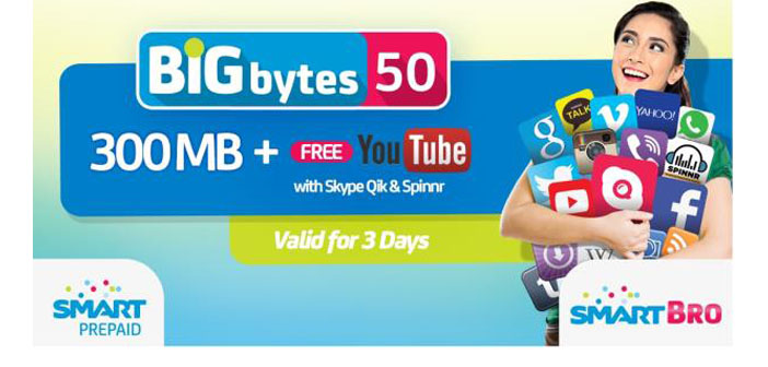 Get 300MB of Data for only Php50 with Smart Big Bytes!