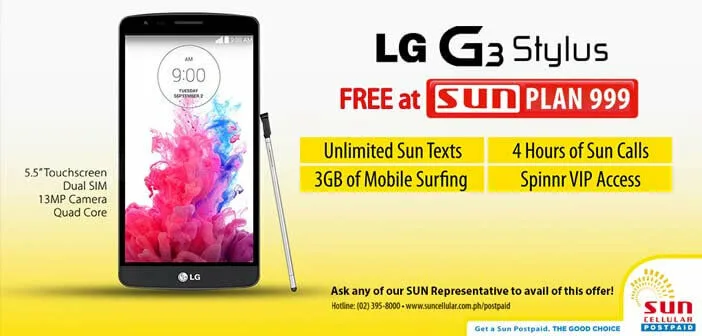 Get an LG G3 Stylus with Sun Plan 999