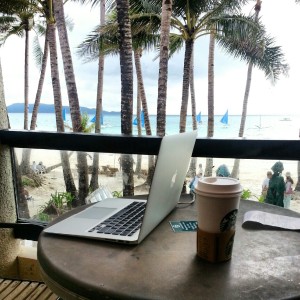 Thanks to Upwork (formerly oDesk.com), I can work anywhere, anytime! I stayed in Boracay for 1 month and worked in front of the beach!