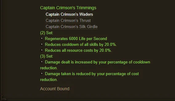 Captain Crimson's Trimmings - full set bonus