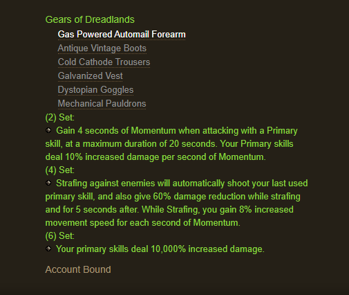 Gears of Dreadlands - full set bonus