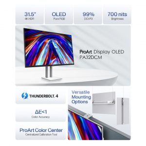 Proart Display Oled Pa32dcm Is A 99 Dci P3 Oled Monitor With Thunderbolt 4 Spec