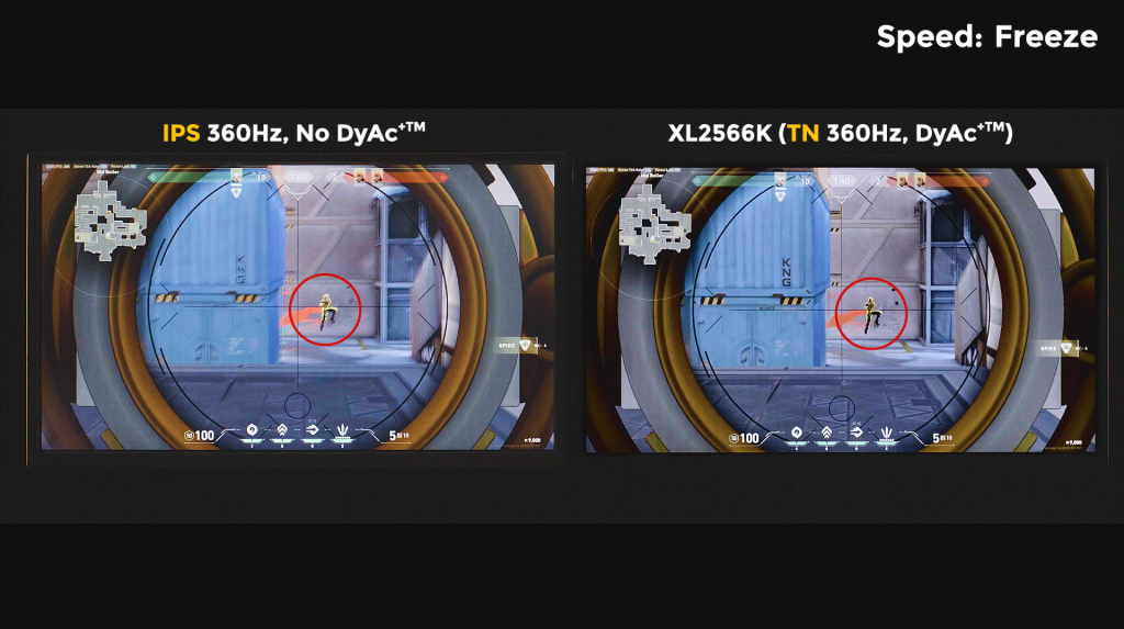 Official Image Of Benq Compared To Typical Ips 360hz Displays Dyac⁺™ On A Tn 360hz Panel Provides Clearer And Sharper Outlines Of Overall Moving Images