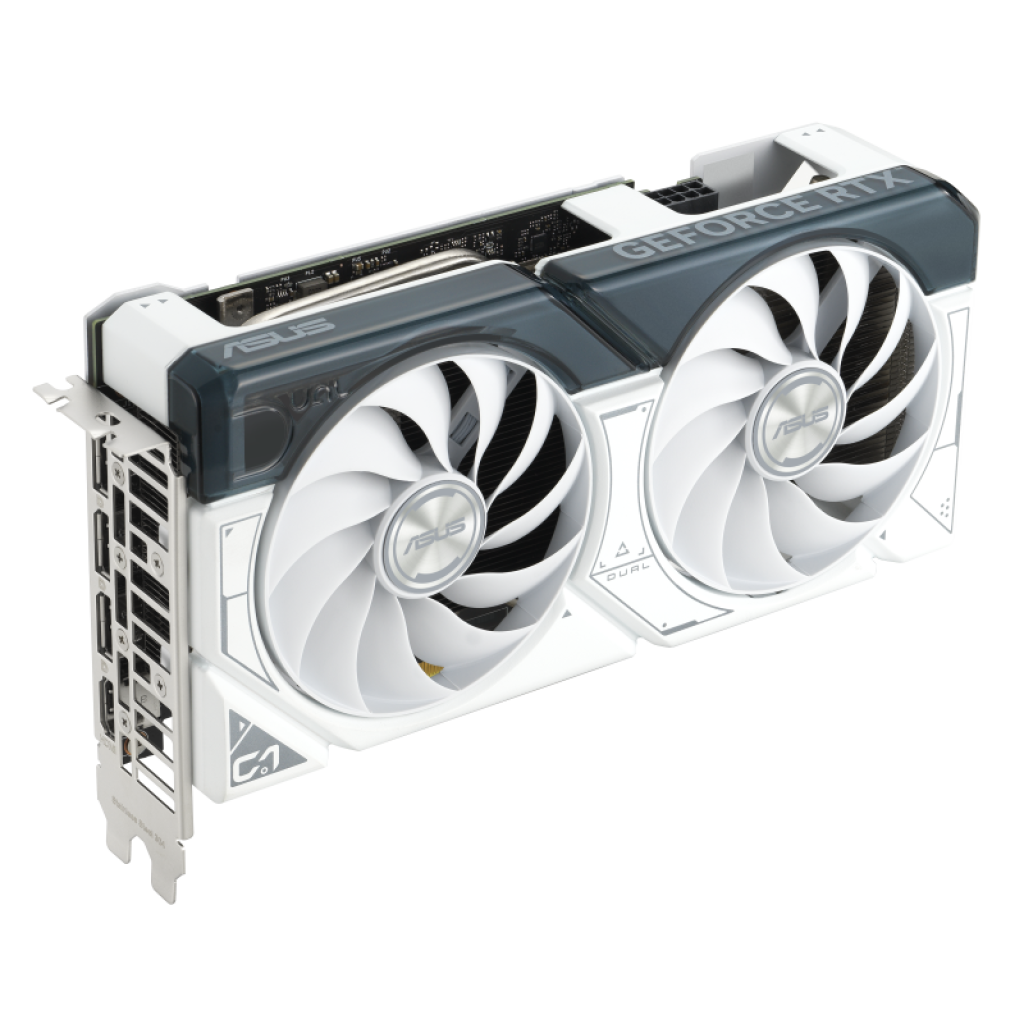 Asus Dual Geforce Rtx 4060 Ti White Graphics Card Hero Shot From The Front Side1