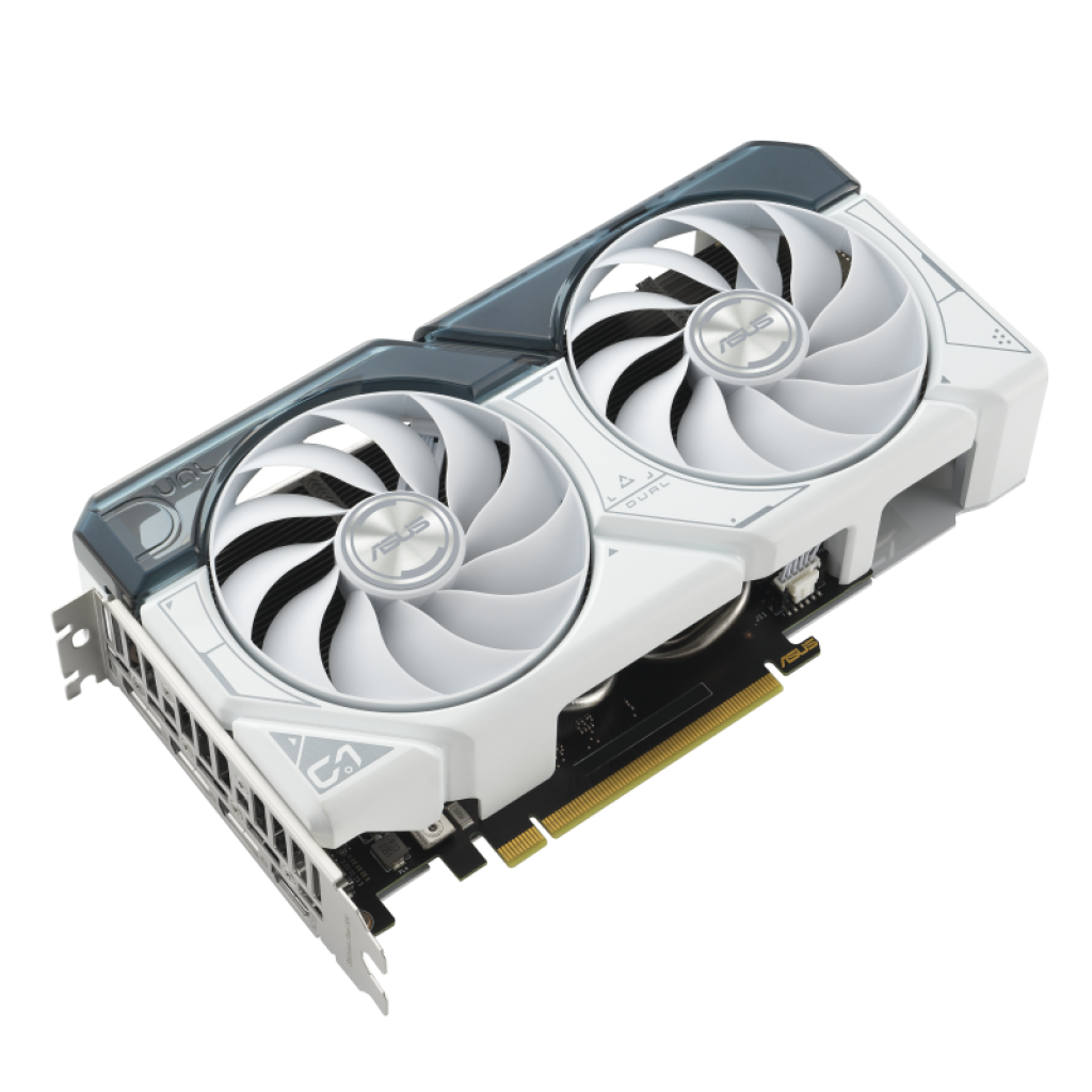 Asus Dual Geforce Rtx 4060 Ti White Graphics Card Front Angled View 