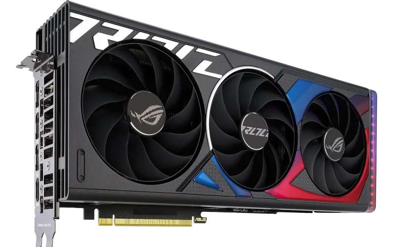 Rog Strix Geforce Rtx 4060 Ti Angled Top Down View Highlighting The Fans Argb Element And Io Ports 2