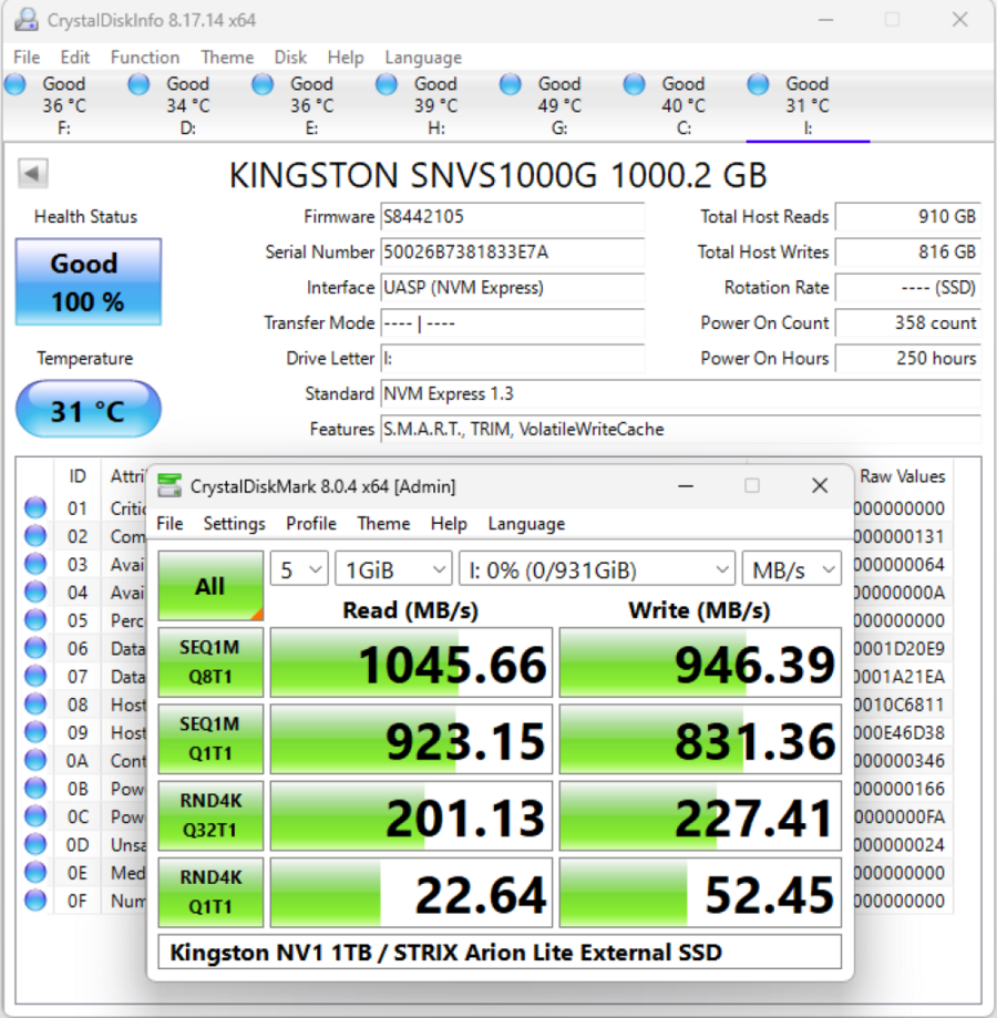 Kingston on sale a400 crystaldiskmark