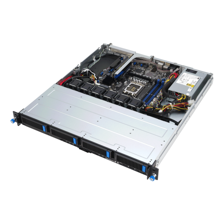 RS300 E12 PS4 Server 3D Front Top Open View E-2400