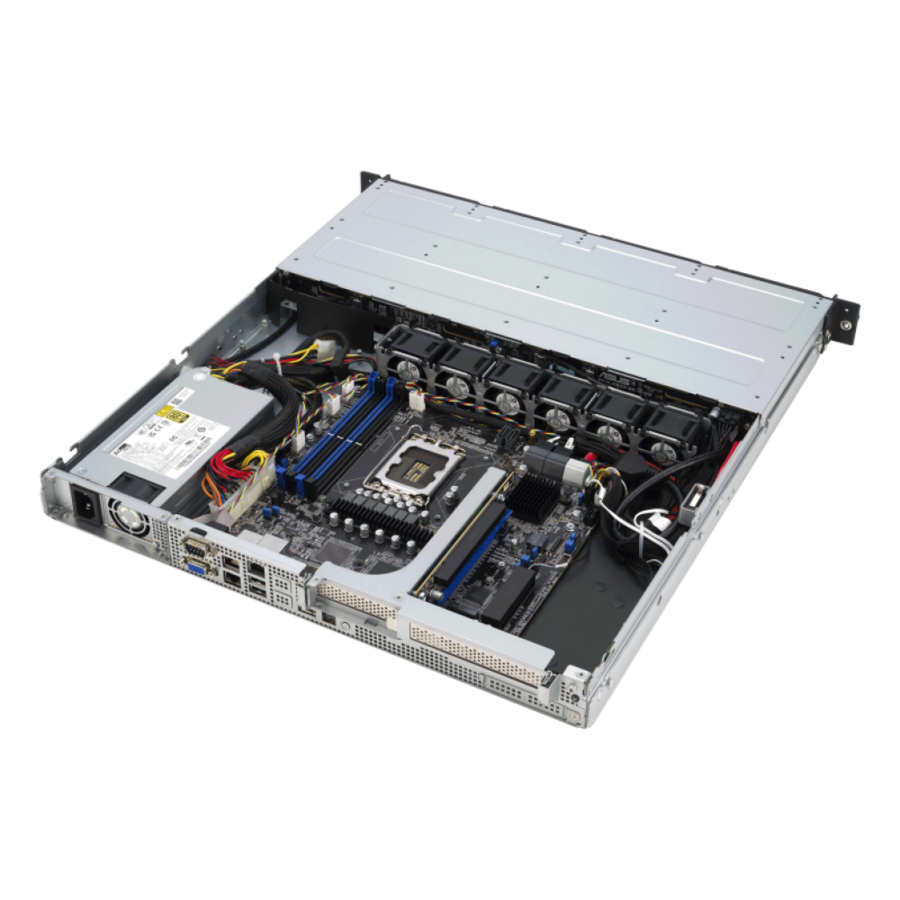 RS300 E12 PS4 Server 3D Back Top Open View E-2400