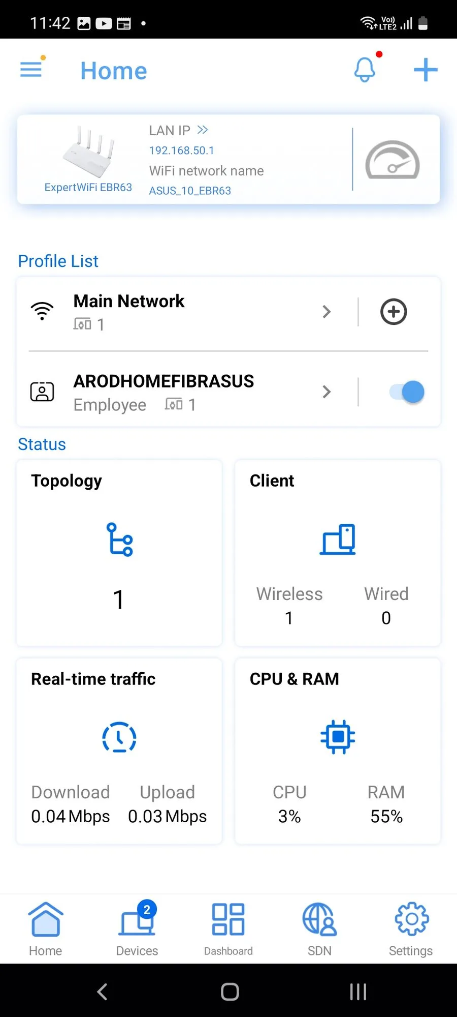 ASUS ExpertWiFi EBR63 - ExpertWiFi App Home
