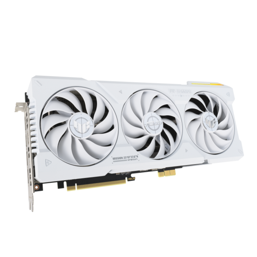 Tuf Gaming Geforce Rtx 4070 Ti Super Btf White Graphics Card Hero Shot From The Front Side 