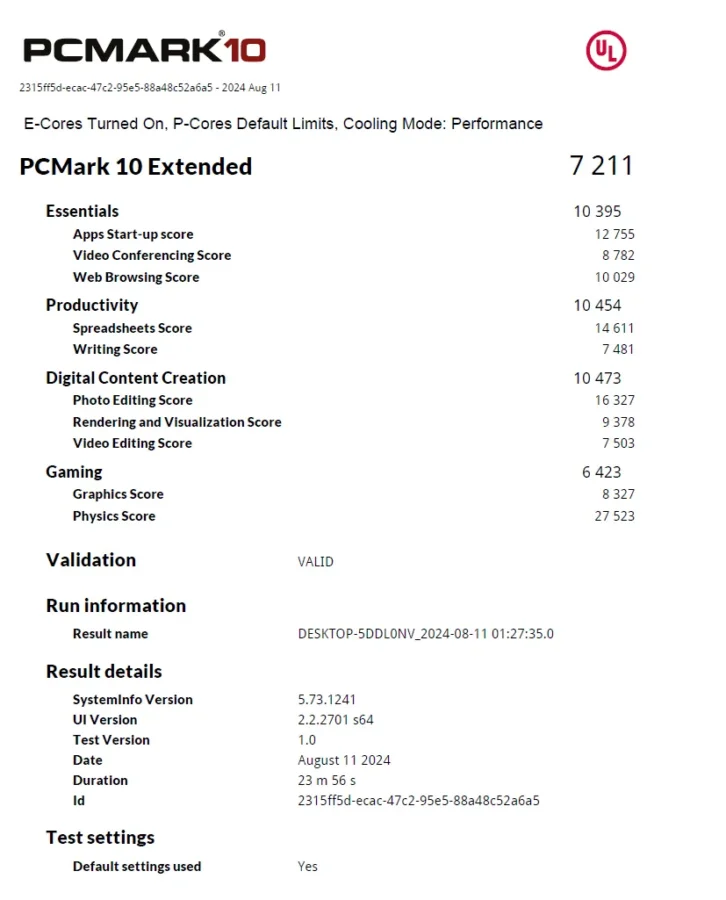 NUC 14 PRO PLUS Pcmark10 Normal