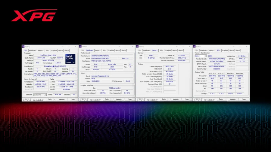 ADATA PR Photo of Asus Maximus Z890 APEX with XPG DDR5 CUDIMM 9600 MT/s