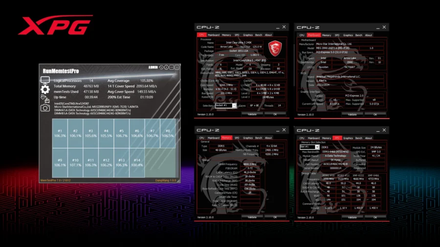 ADATA PR Photo of MSI MEG Z890 UNIFY X with XPG DDR5 CUDIMM 9600 MT/s