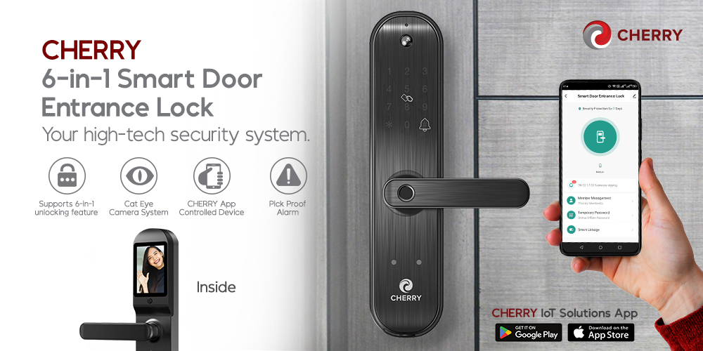 Smart Door Entrance Lock CHERRY 6-in-1 Smart Door Entrance Lock