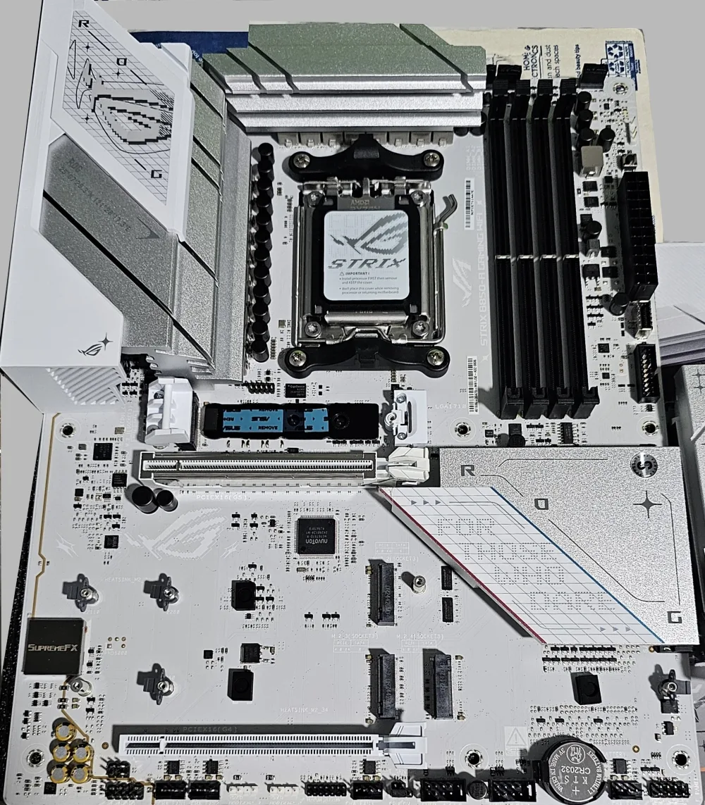 ROG STRIX B850-A M.2 Heatsinks removed