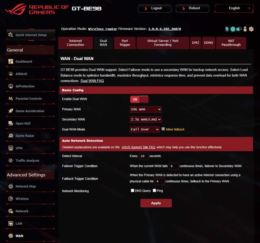 ROG Rapture GT-BE98 ROG Rapture GT-BE98