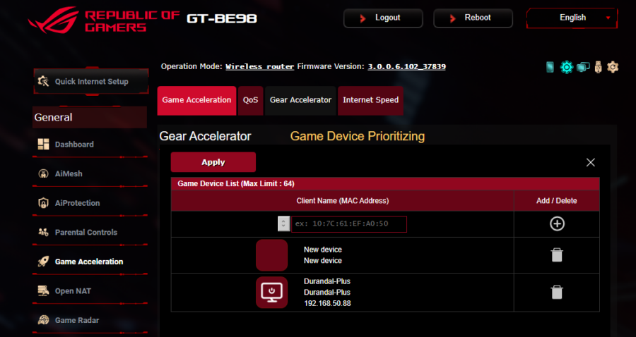 ROG Rapture GT-BE98 ROG Rapture GT-BE98