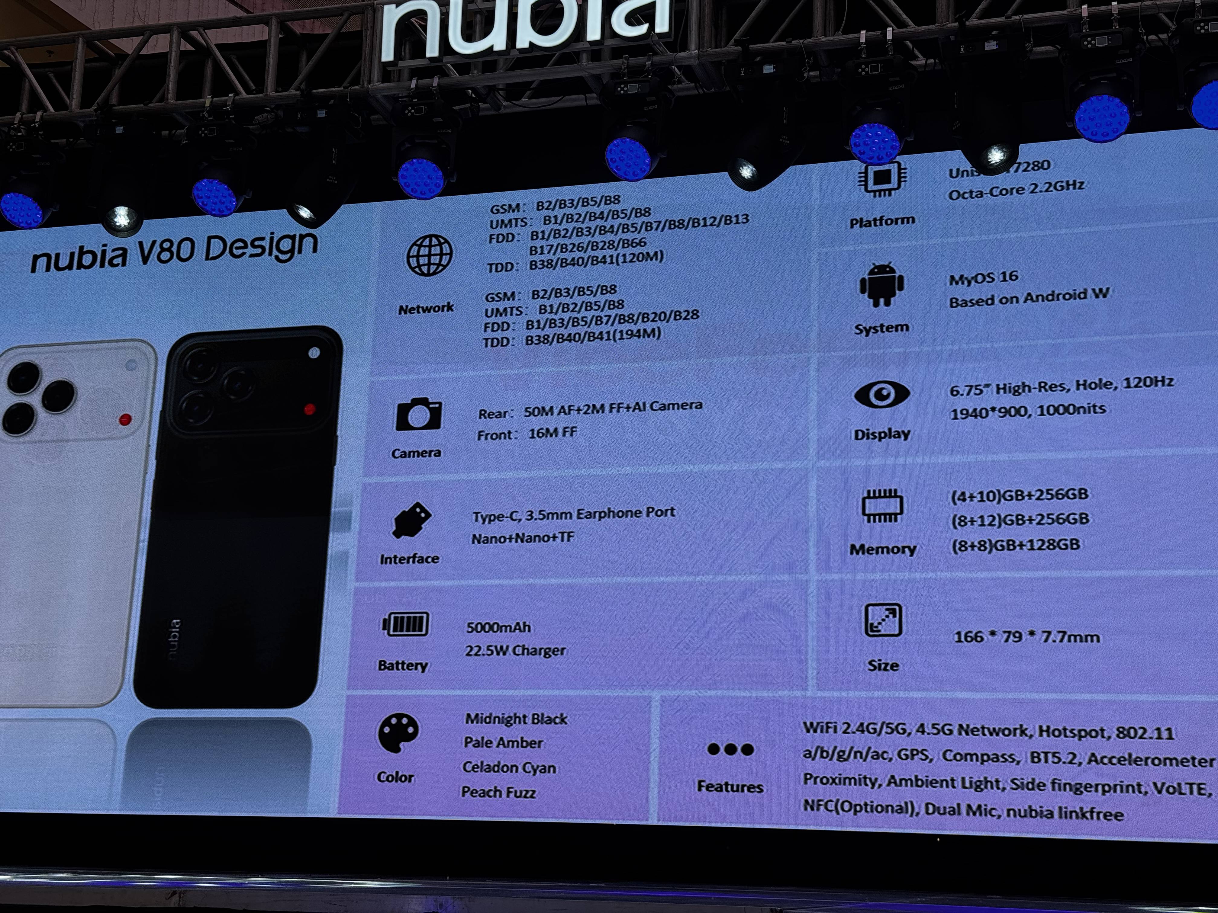 nubia V80 Design