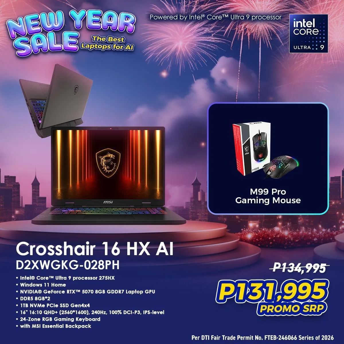 MSI Crosshair 16 HX AI New Year Sale